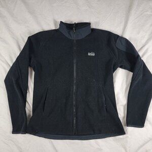 REI Polartec Womens XL Black Full Zip Sweater Winter Warm Casual Outdoors Work